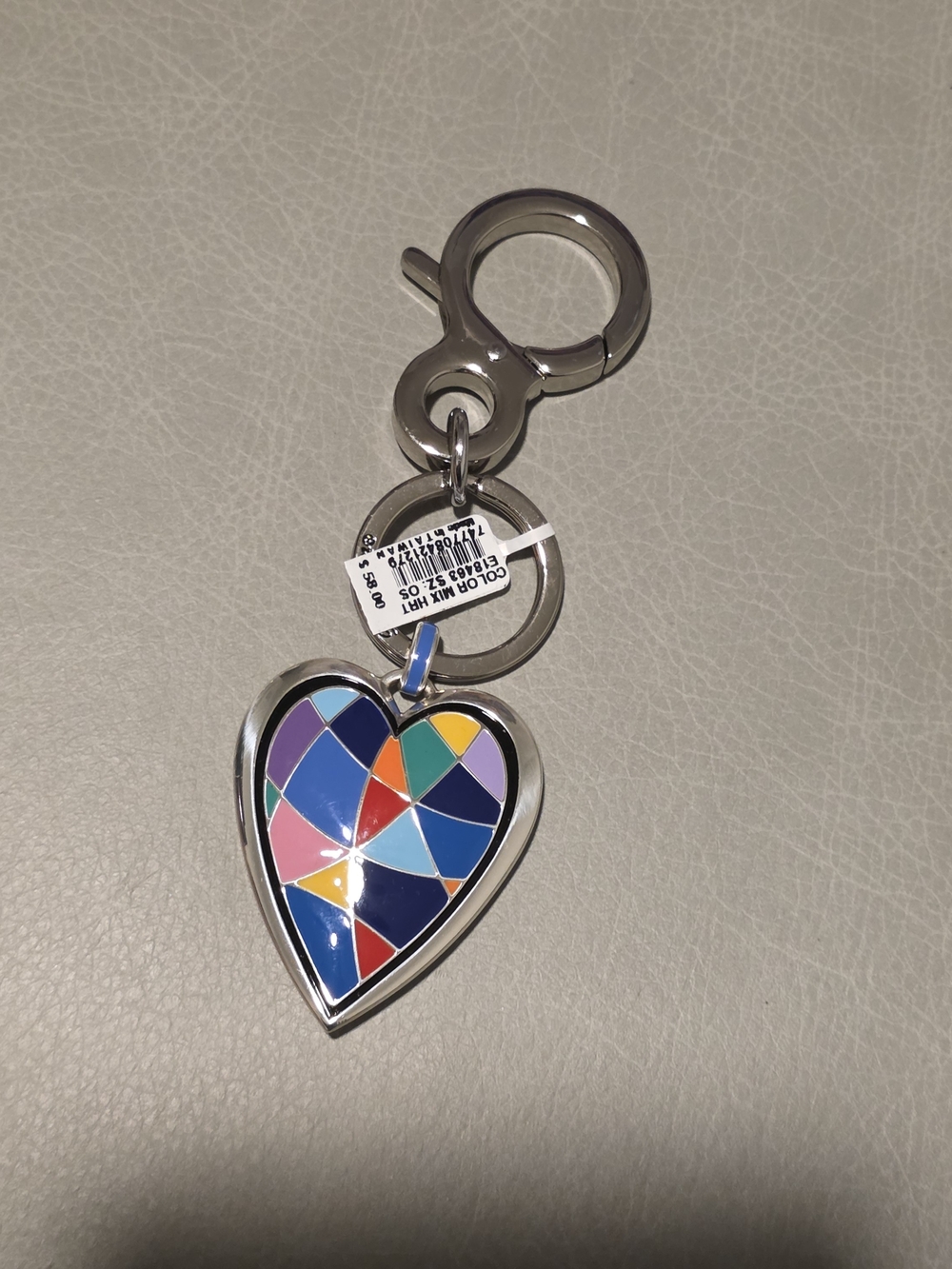 Brighton Multicolor Enamel Heart Keychain Handbag Fob Key Chain Jewelry New